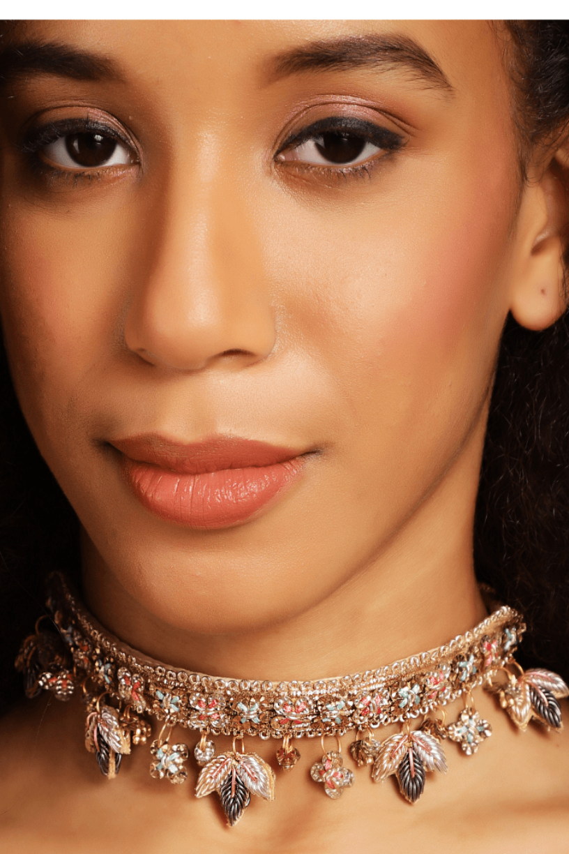 Delicate floral embroidered choker- UK