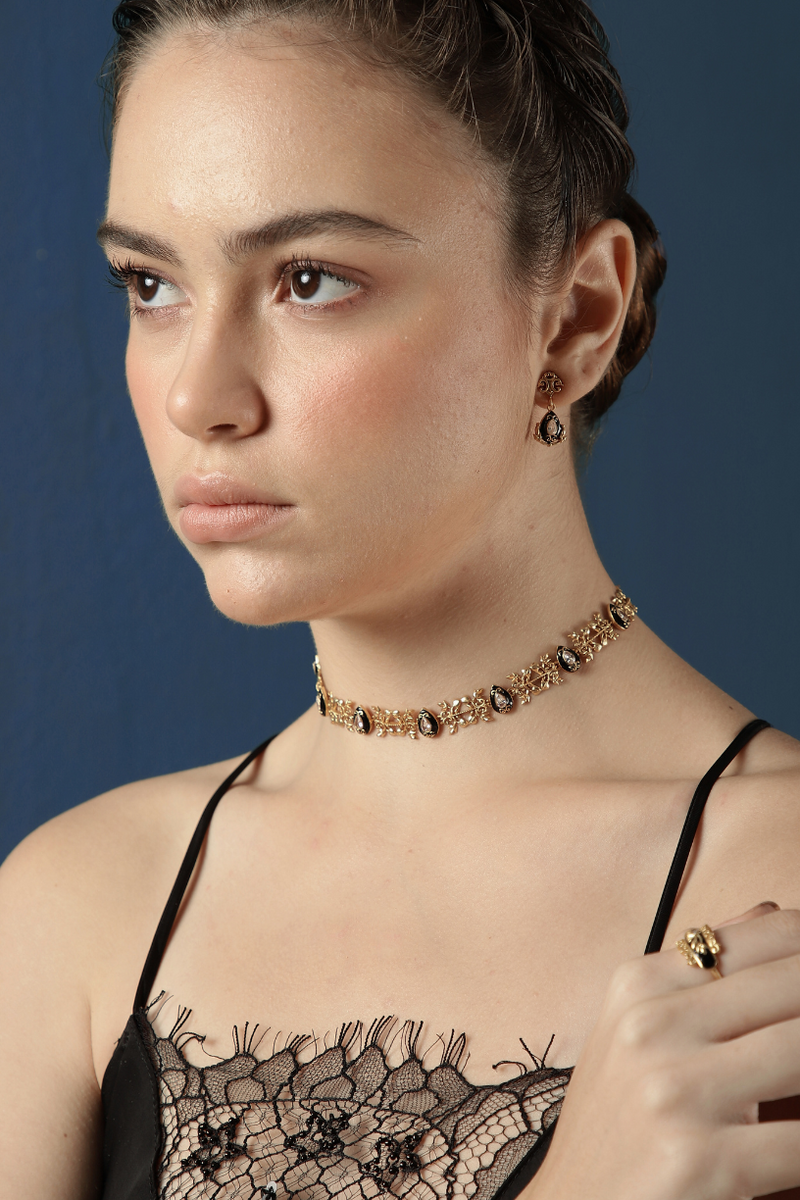 Baroque Minimal Filigree Choker Set