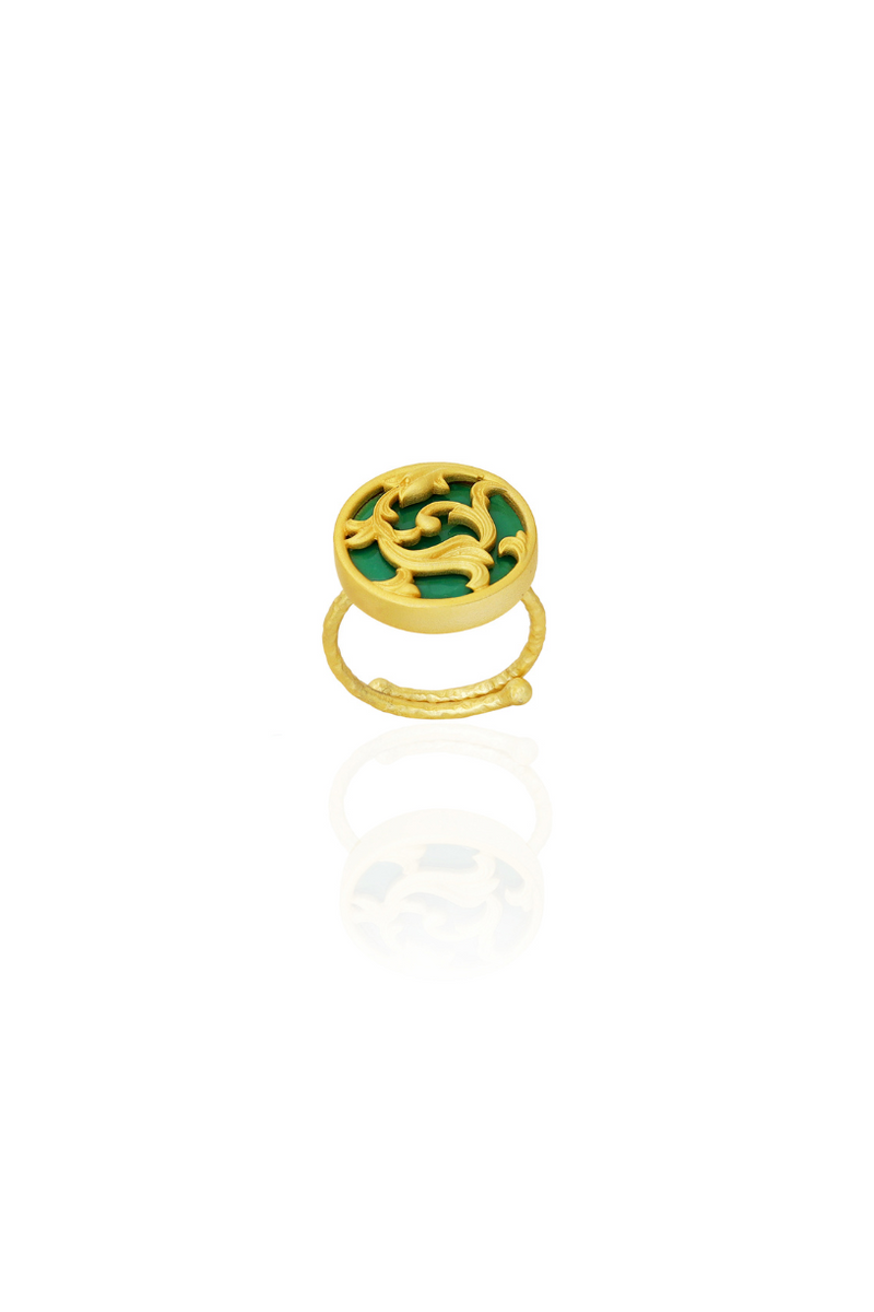 Green Rocialle Disc Ring