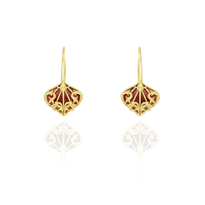 Red Enamel Floral earrings-Studio Melrosia,uk,USa