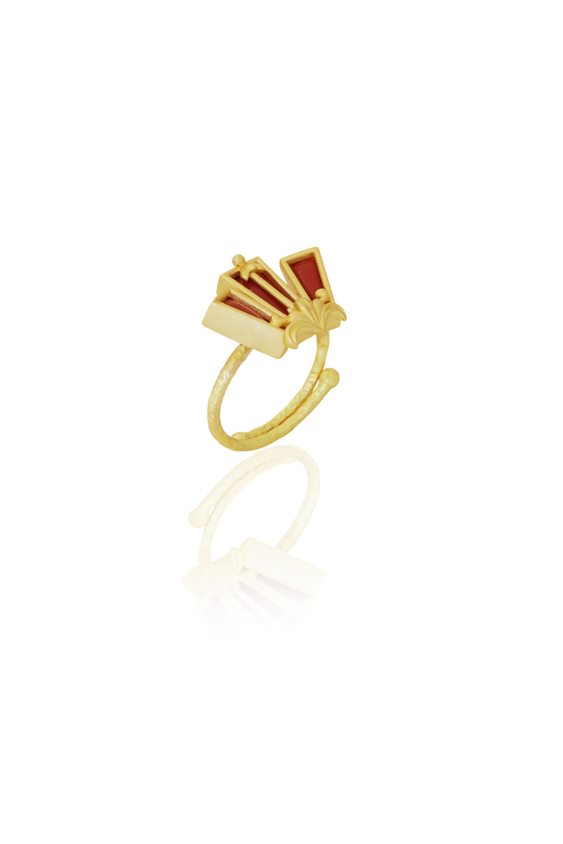 Garnet Floral Scroll Ring-Studio Melrosia,Uk,USa