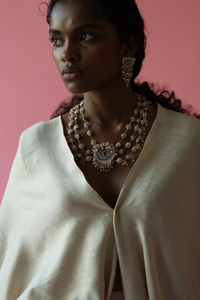 Pink & Gold Embroidered Statement Necklace