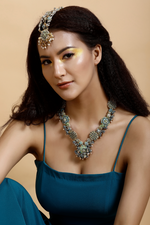 Aqua Embroidered Necklace-Melrosia,UK,USA