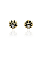 Black Enamel & Crystal Studs