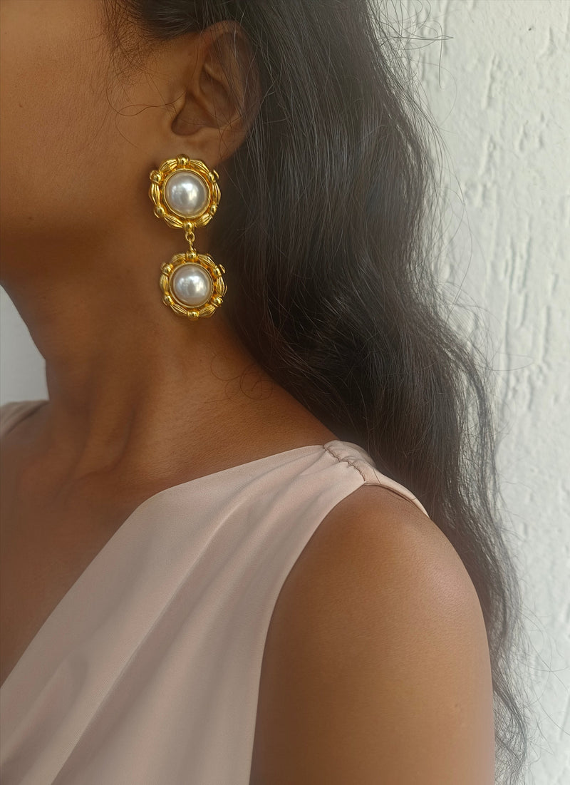 Bella Pearl Drop Earrings _Melrosia_UK_USA