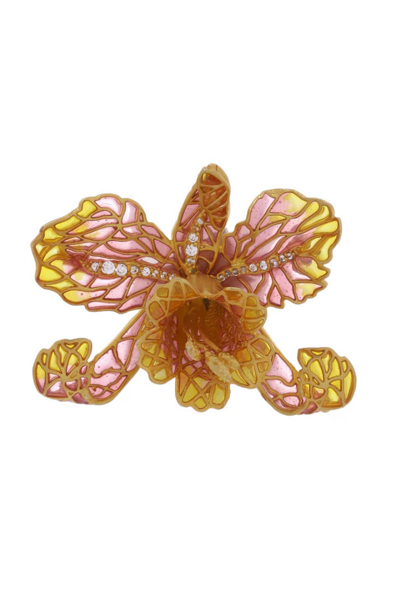 Buy-Latest-Design-Orchid-Brooch-Pink & Yellow-Uk,USA