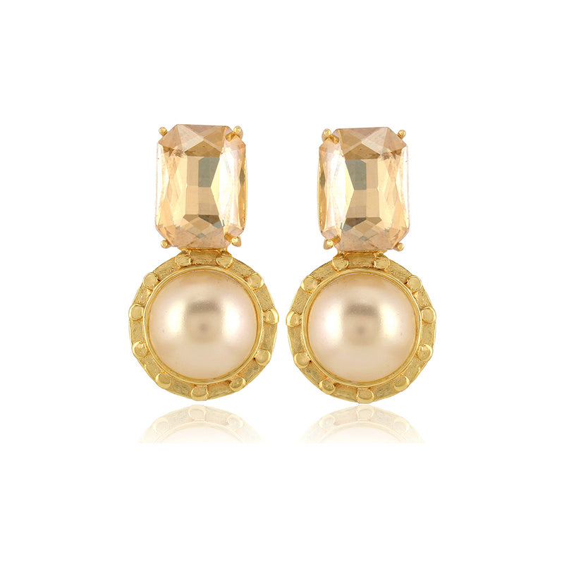 Champagne & Pearl Stud Earrings