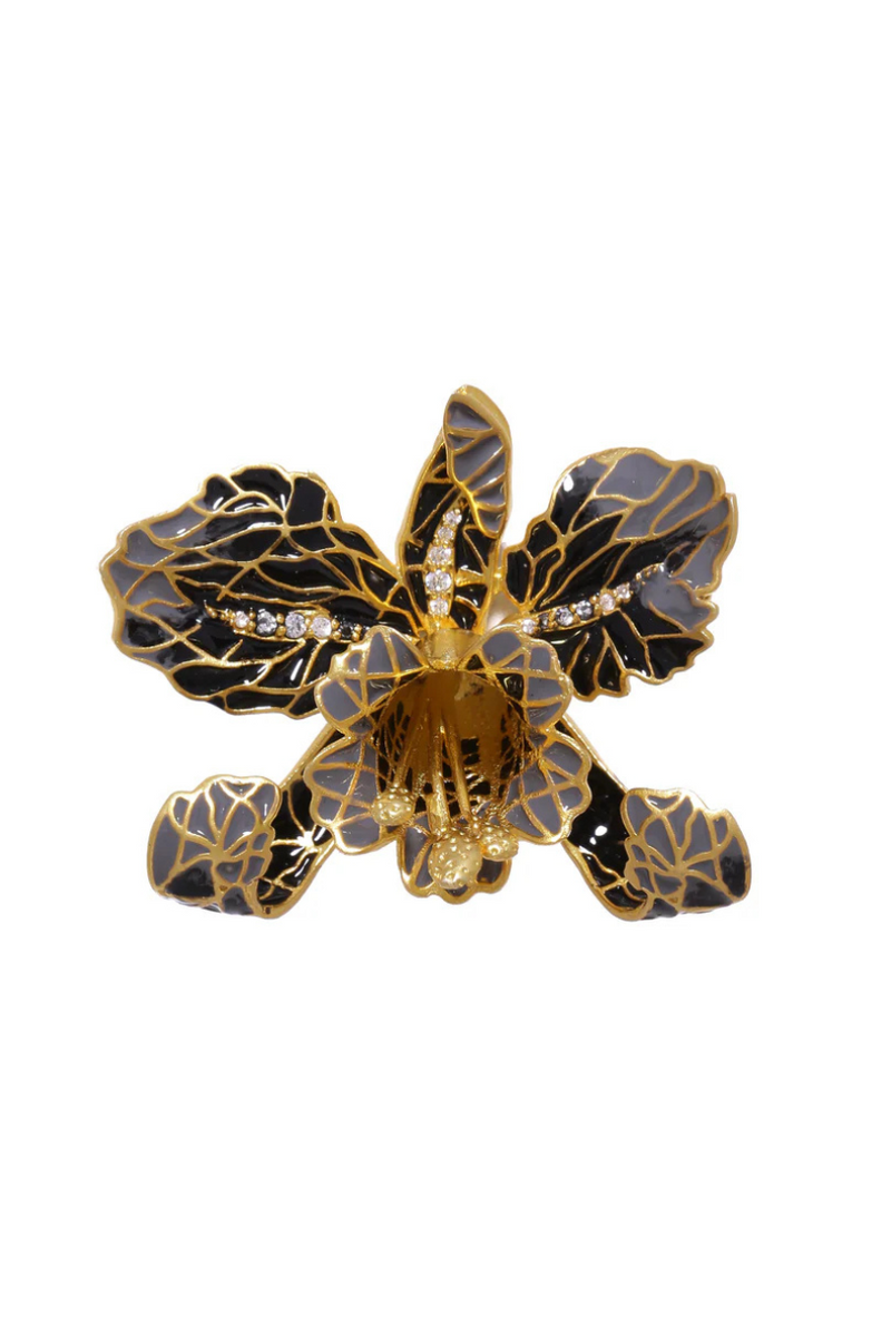 Buy-New-Design-Orchid-Brooch-Black-Grey-Uk,USA