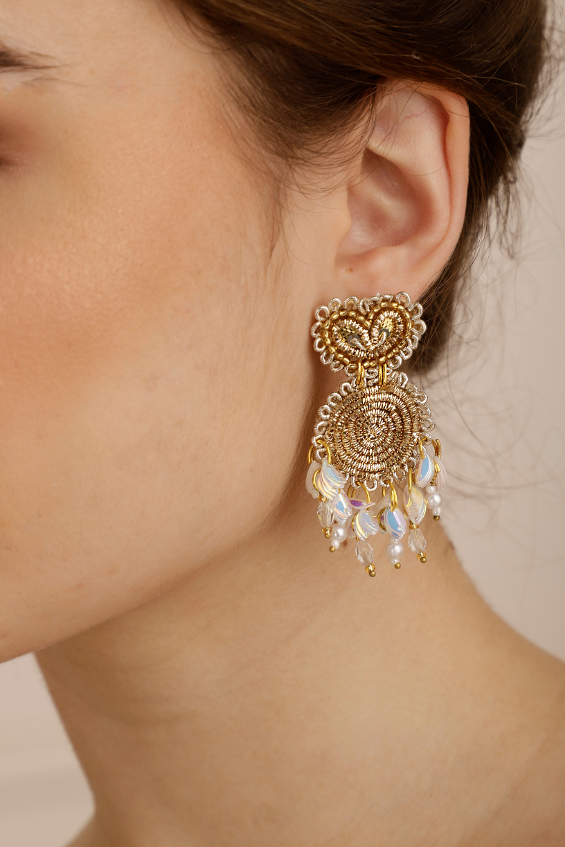 Buy-Online-Gold-Disc-Embroidered-Earrings-UK,France