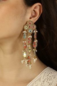 Colourful Long Mirror Dangling Earring - Melrosia - UK - USA