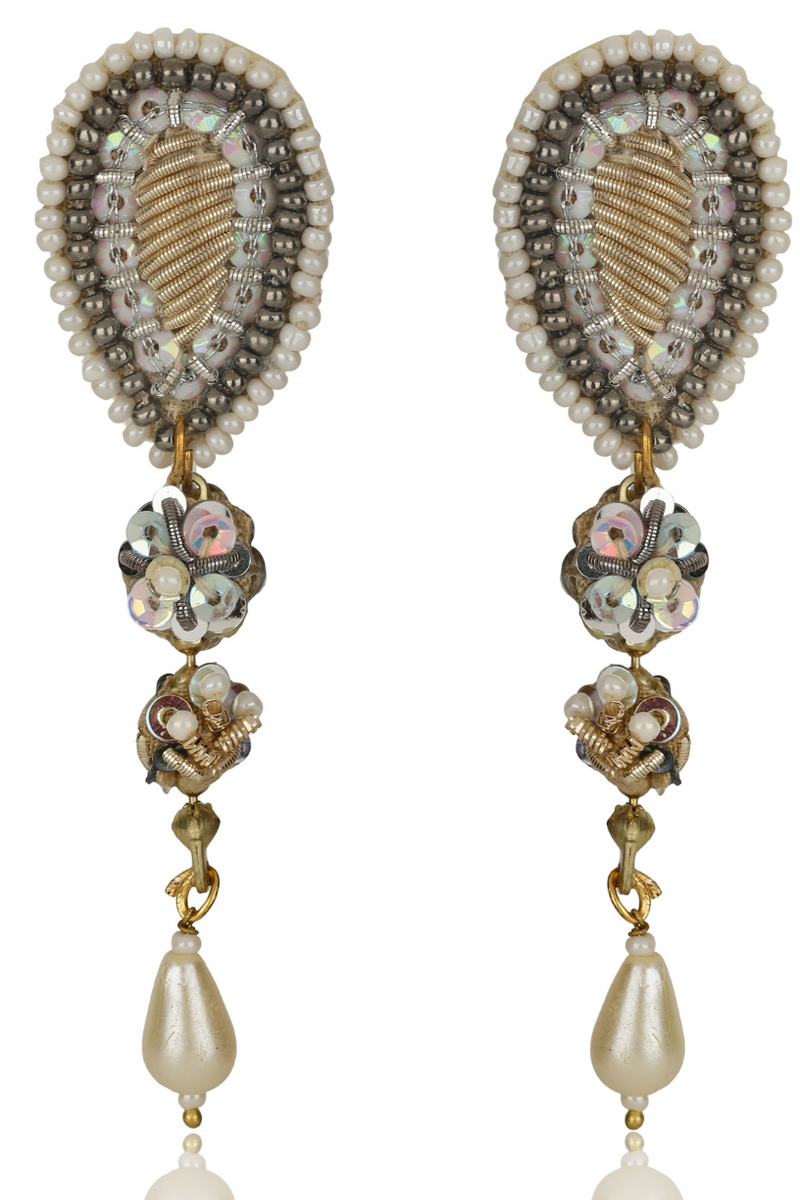 Drop Embroidered Earrings-Melrosia,Uk,USA