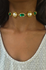 Emerald Studded Statement Choker-Melrosia,UK,France