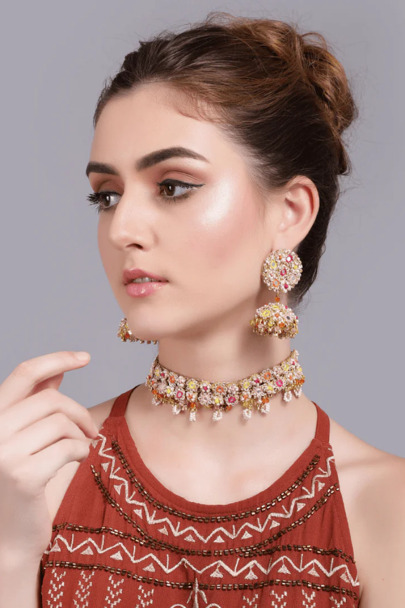 Floral Embroidered Choker 1 - Melrosia - UK - USA