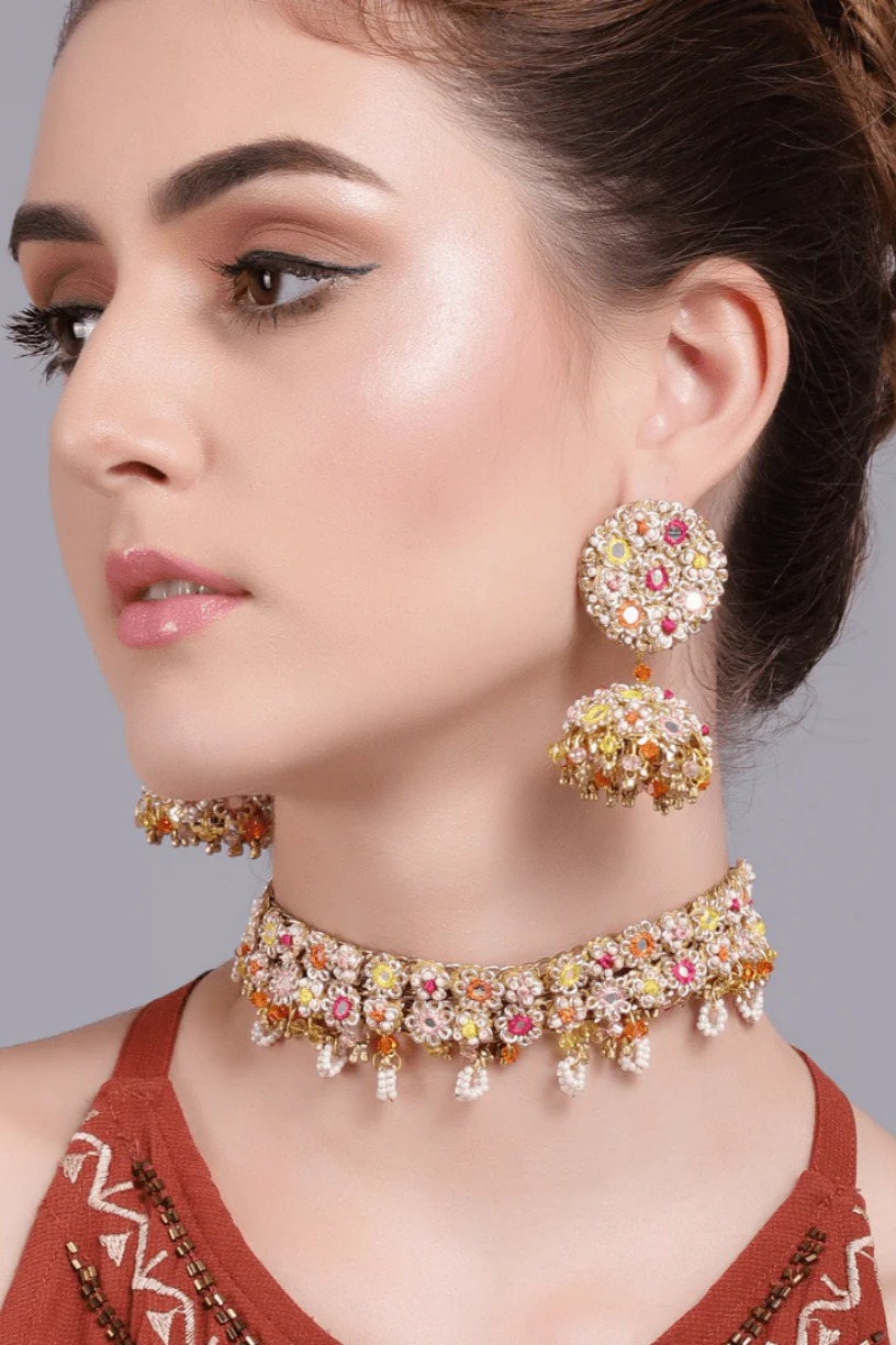 Floral Embroidered Choker 1 - Melrosia - UK - USA