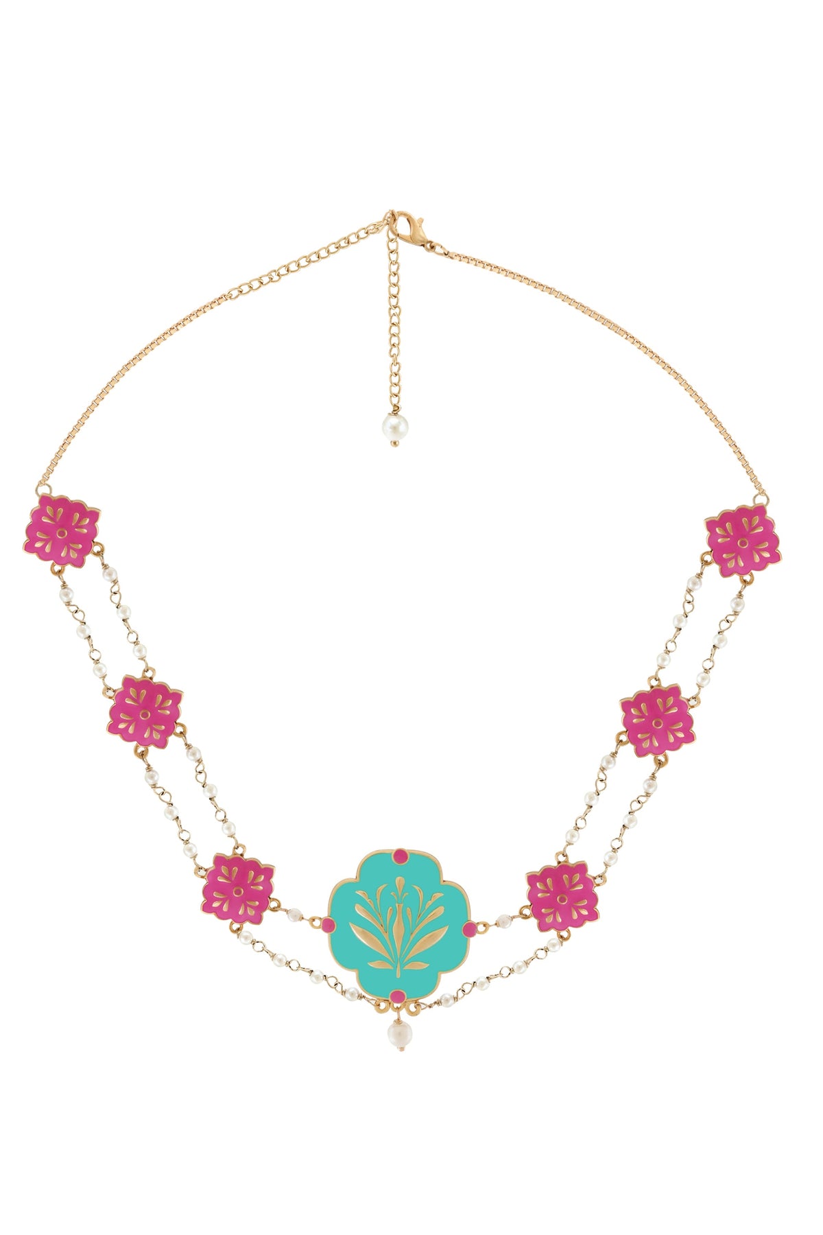 Floral Pearl Mosaic Choker Necklace