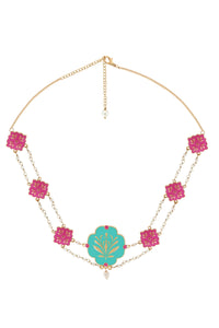 Floral Pearl Mosaic Choker Necklace