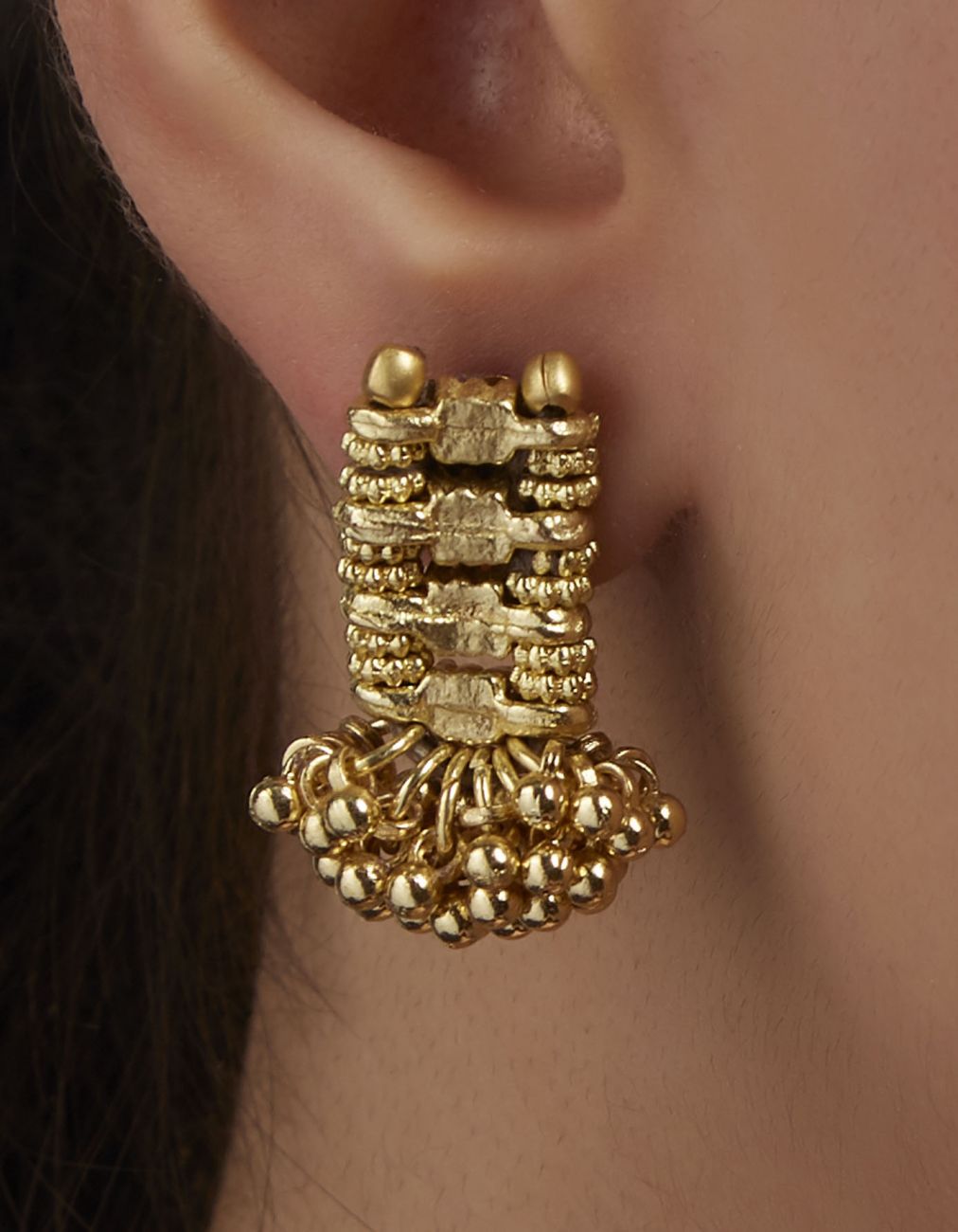 Gold Mini Temple Earrings-Melrosia,Uk,USA