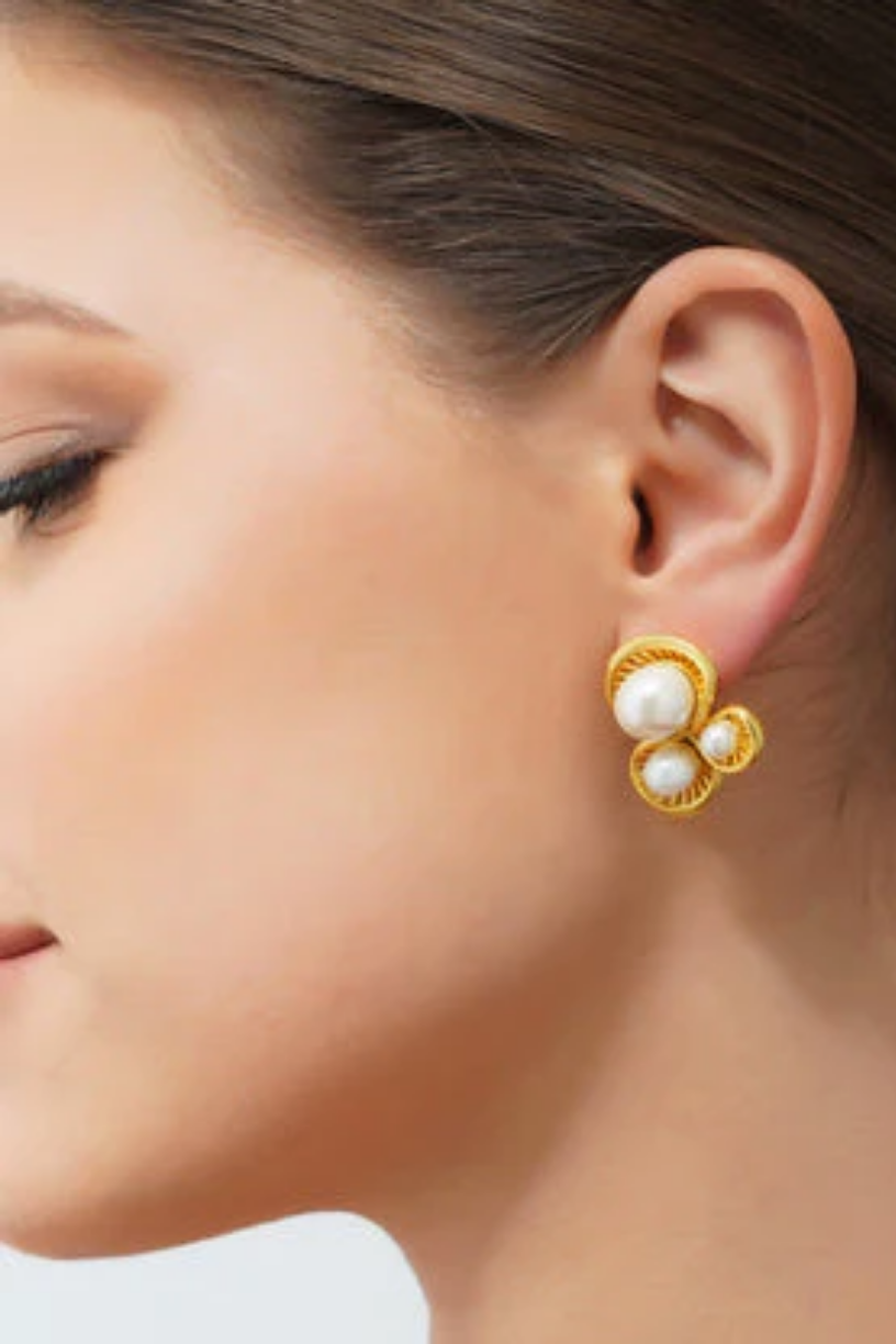 Gold Pearl Power Stud Earrings - Melrosia - UK - USA