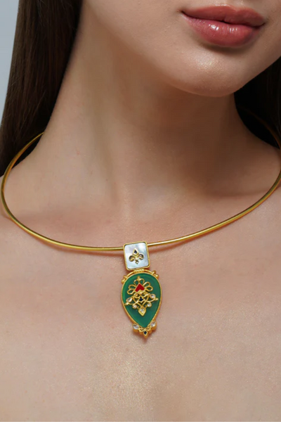 Green Collar Necklace-Melrosia,Uk,Paris