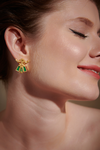 Green Floral Scroll Earrings-Studio Melrosia,Uk,USA