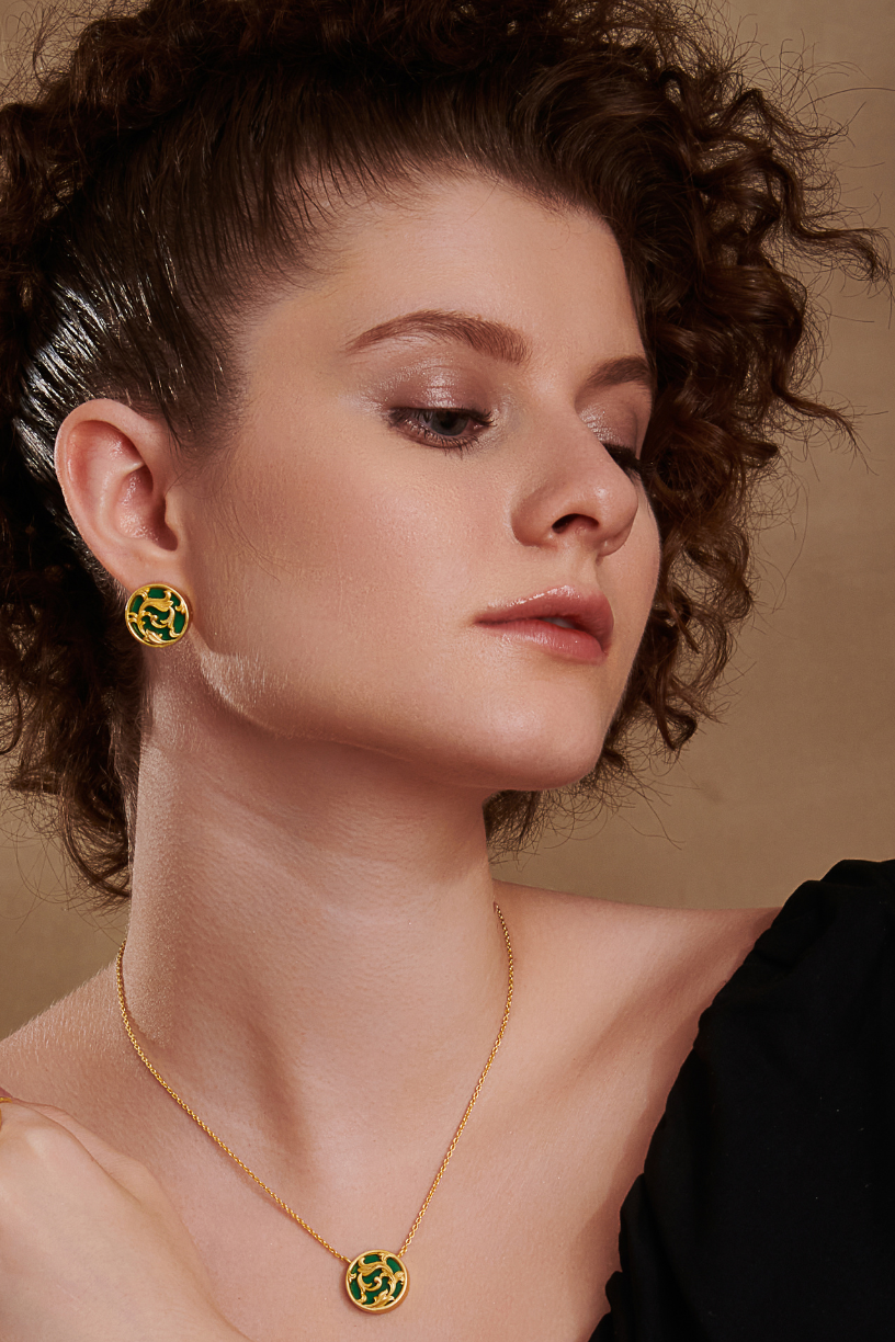 Garnet Rocialle Disc Earrings-Studio Melrosia,UK,USA