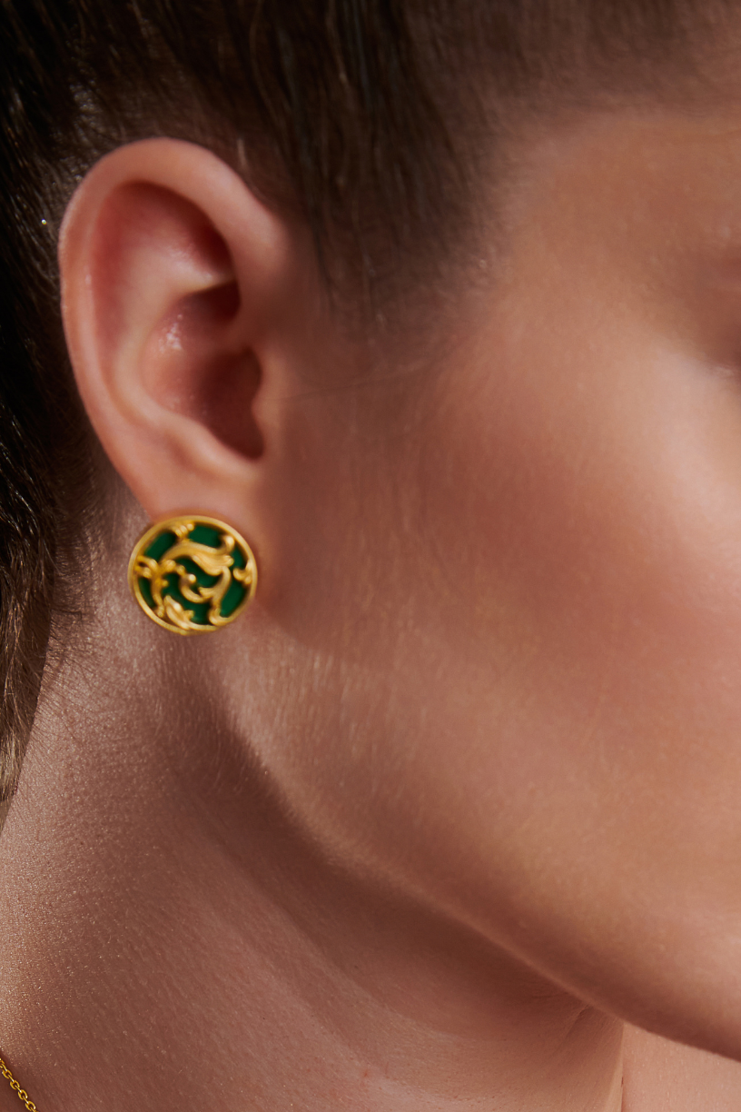 Green Disc Earrings-Studio Melrosia,Uk,USA