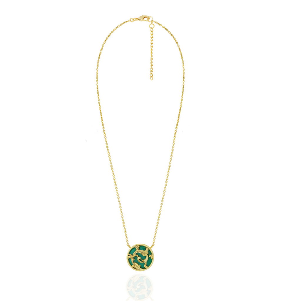    Green Rocialle Disc Necklace-StudioMelrosia,Uk,Paris
