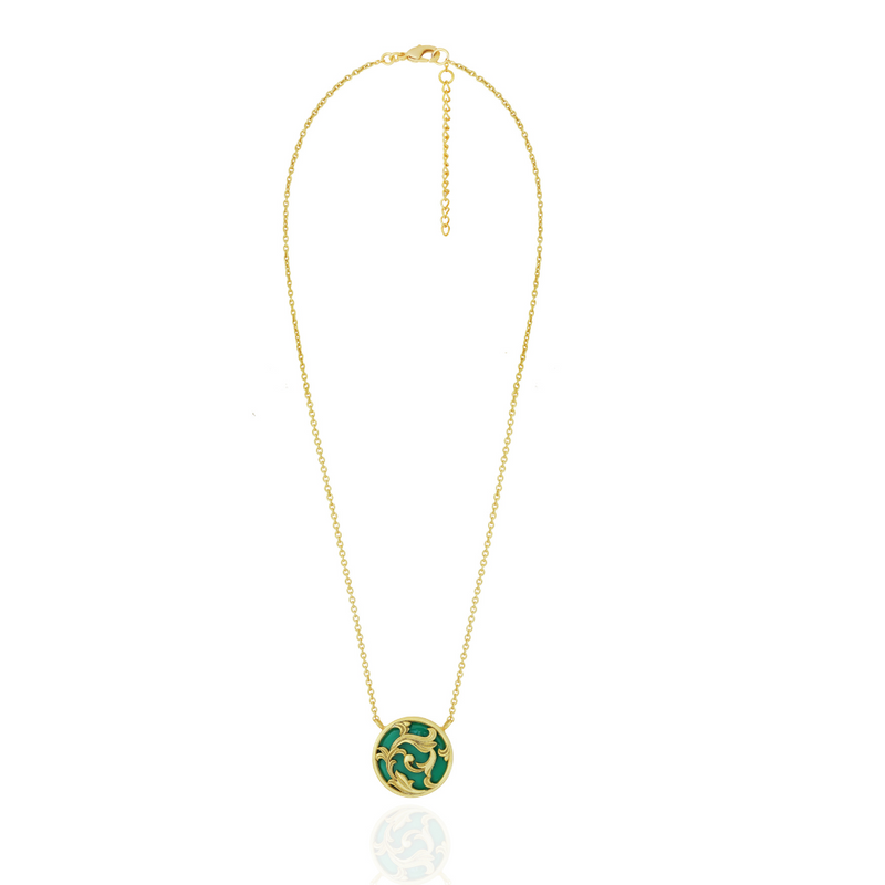 Green enamel pendant necklace-UK,USA