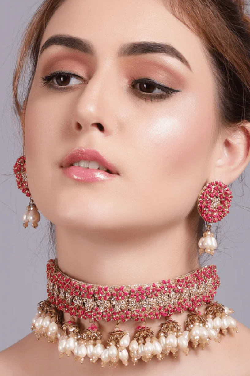 Hot Pink Pearl Choker 1 - Melrosia - UK - USA