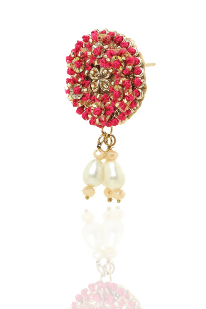 Hot Pink Pearl Drop Earring 1 - Melrosia - UK - USA