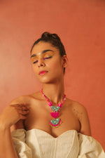 Hot Pink Semi Necklace-Melrosia- France- Paris