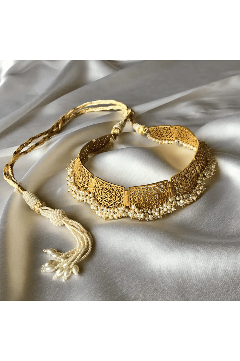 Intricate Pearl Filigree Choker - Melrosia - UK - USA