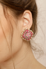 Latest-Design-New-Pink-Square-Embroidered-Studs-UK,Spain
