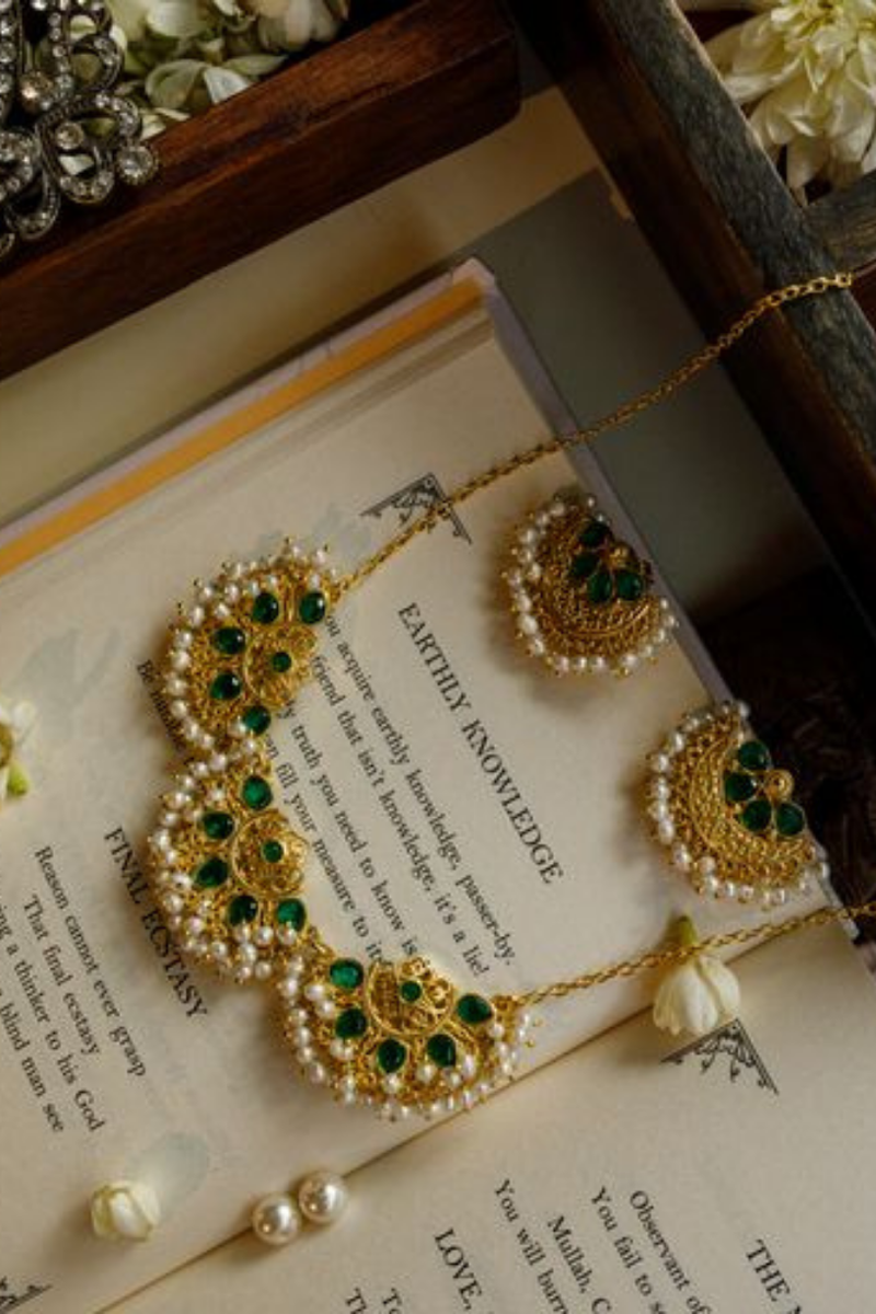 Majestic Chaand Green Pearl Necklace 3 - Melrosia - UK - USA