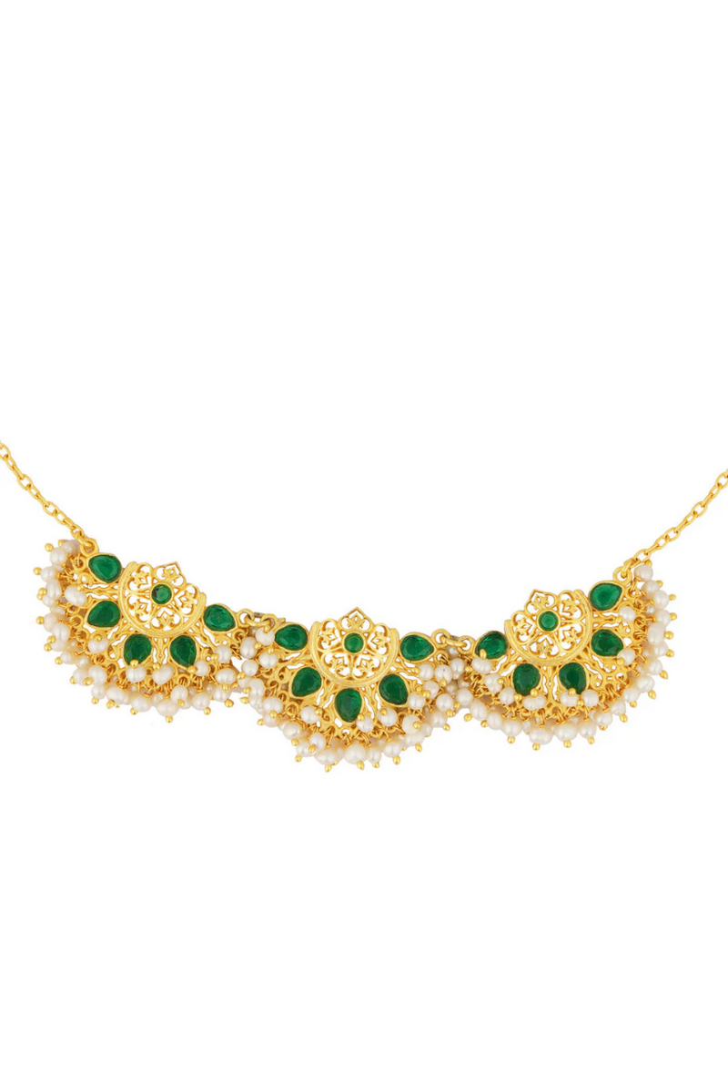 Majestic Chaand Green Pearl Necklace Front - Melrosia - UK - USA