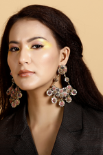 Multi Floral Chand Bali Earrings-Melrosia,UK,Paris