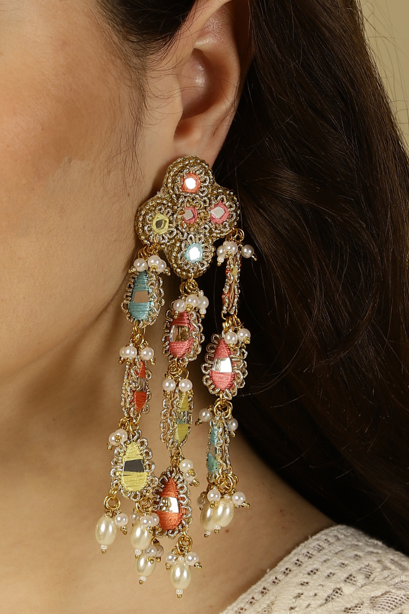 Multicoloured Mirror Lace Earring - Melrosia - UK - USA