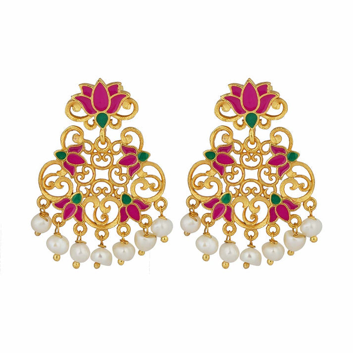 Pink Lotus Stud Earrings