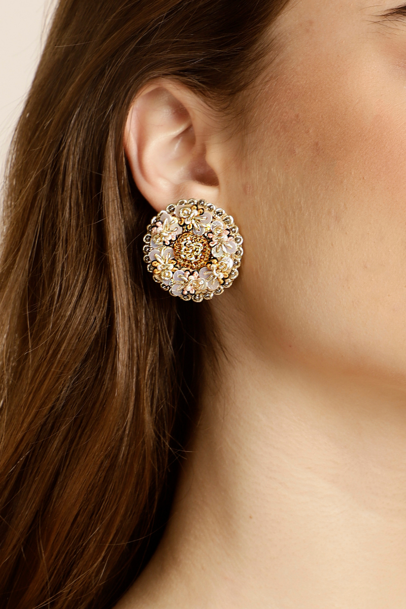 New-Collection-Latest-Design-Embroidered-Stud-Earrings-UK,Paris