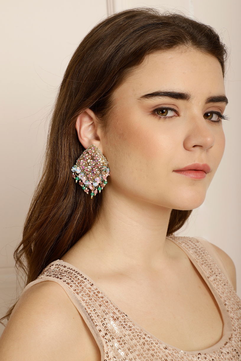 Buy-New-Design-Lavender-Floral-Beaded-Earrings-UK,Paris