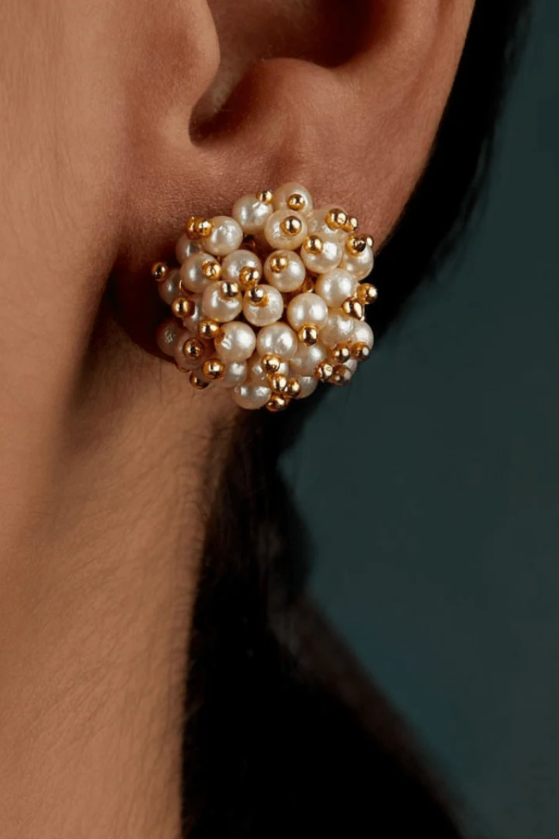 Pearl Dot Stud Earrings 1 - Melrosia - UK - USA