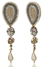 Pearl Drop Embroidered Earrings-Melrosia,Uk,france
