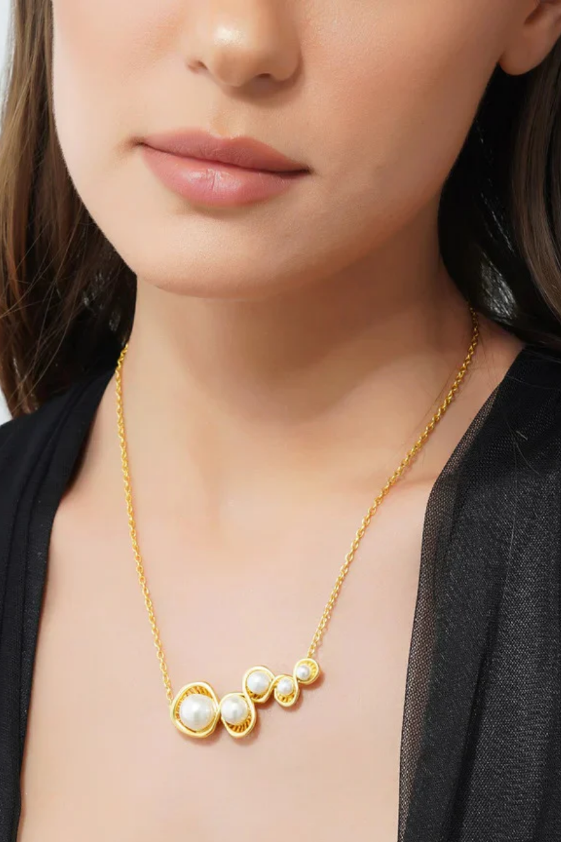 Pearl Power Pendant Necklace Front -  Melrosia - UK - USA