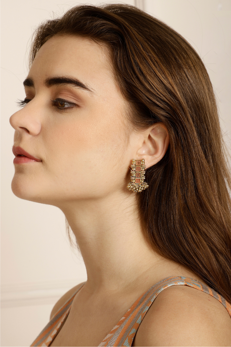 Pink-Enamel-Gold-Online-New-Design-Earrings-Uk,Paris