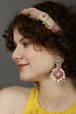    Pink Embroidered Dangler Earrings-Melrosia,UK,USA