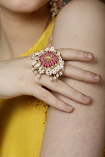 Pink Embroidered Ring-Melroisa,Uk,France