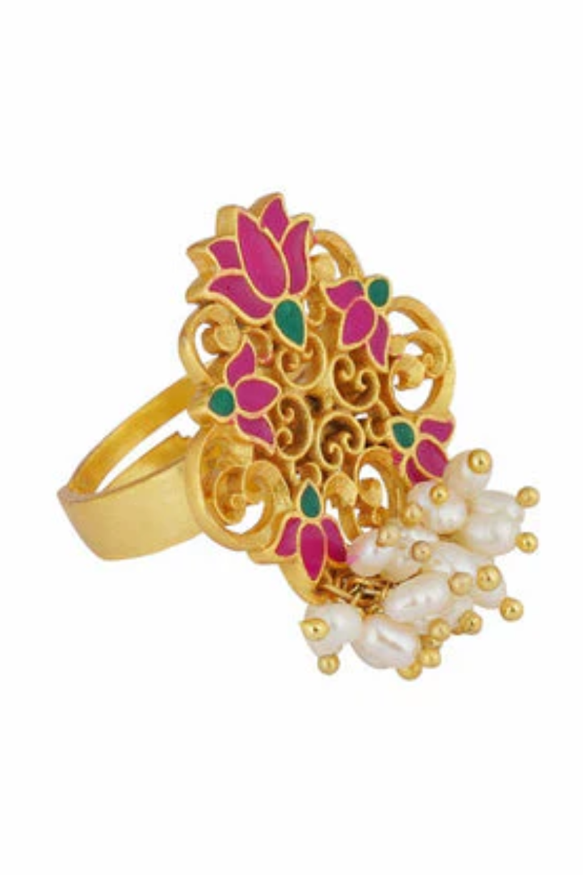 Pink Lotus Adjustable Ring - Melrosia - UK - USA