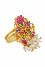 Pink Lotus Adjustable Ring Front - Melrosia - UK - USA