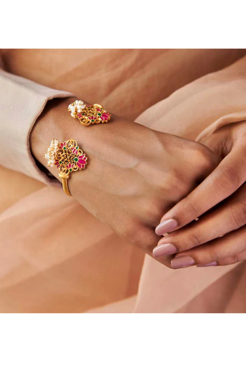 Pink Lotus Cuff Bracelet 1 - Melrosia - UK - USA