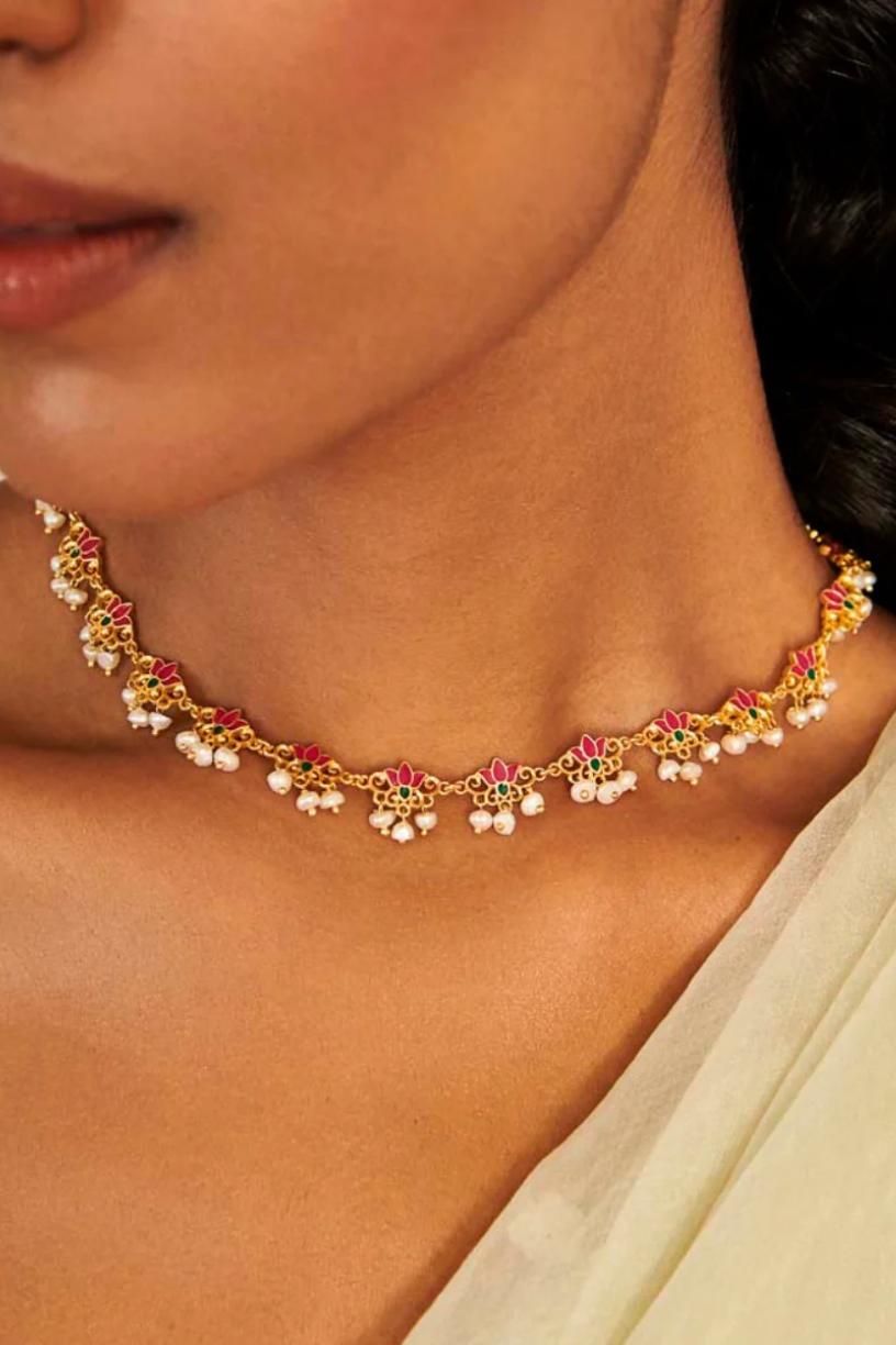 Pink Lotus Delicate Necklace - Melrosia - UK - USA